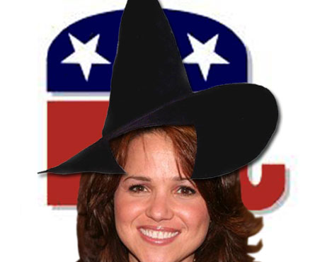 Typical leftist smear of witches aimed at Christine O'Donnell enraged pagans; won WOOF's 2010 award for worst photoshop project of year.