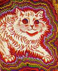 This classic example of psychotic art depicts flames shooting from a cat!  Sources reveal the perpetrator in New Jersey had not yet progressed to sketching flaming cats!