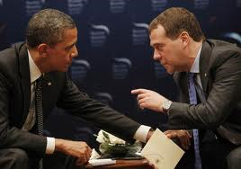A browbeaten Bamster begs Medvedev for time, so he can get re-elected and be more flexible!flexible.